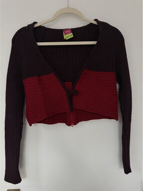 Save The Queen Cropped Red Zipper Bolero